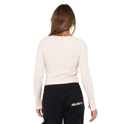 REMERA RUSTY ESSENTIALS RIBBED LS MUJER